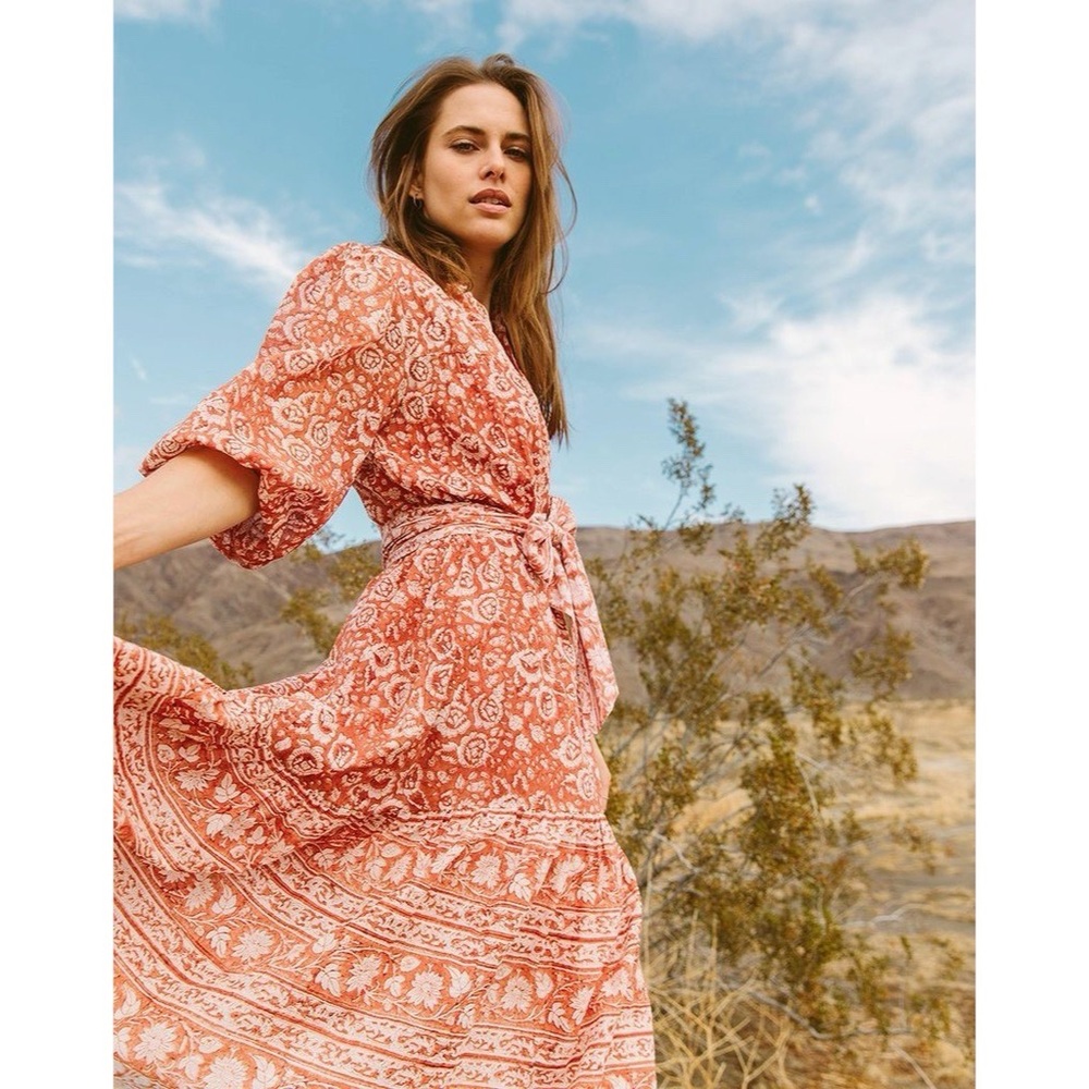 NWOT Cleobella Terracota Sara Floral Midi Dress Small